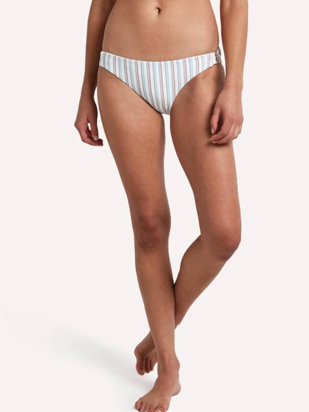 NWT L*SPACE Striped Bikini Bottom Becca Tilley Rosemary Gold Hardware Large